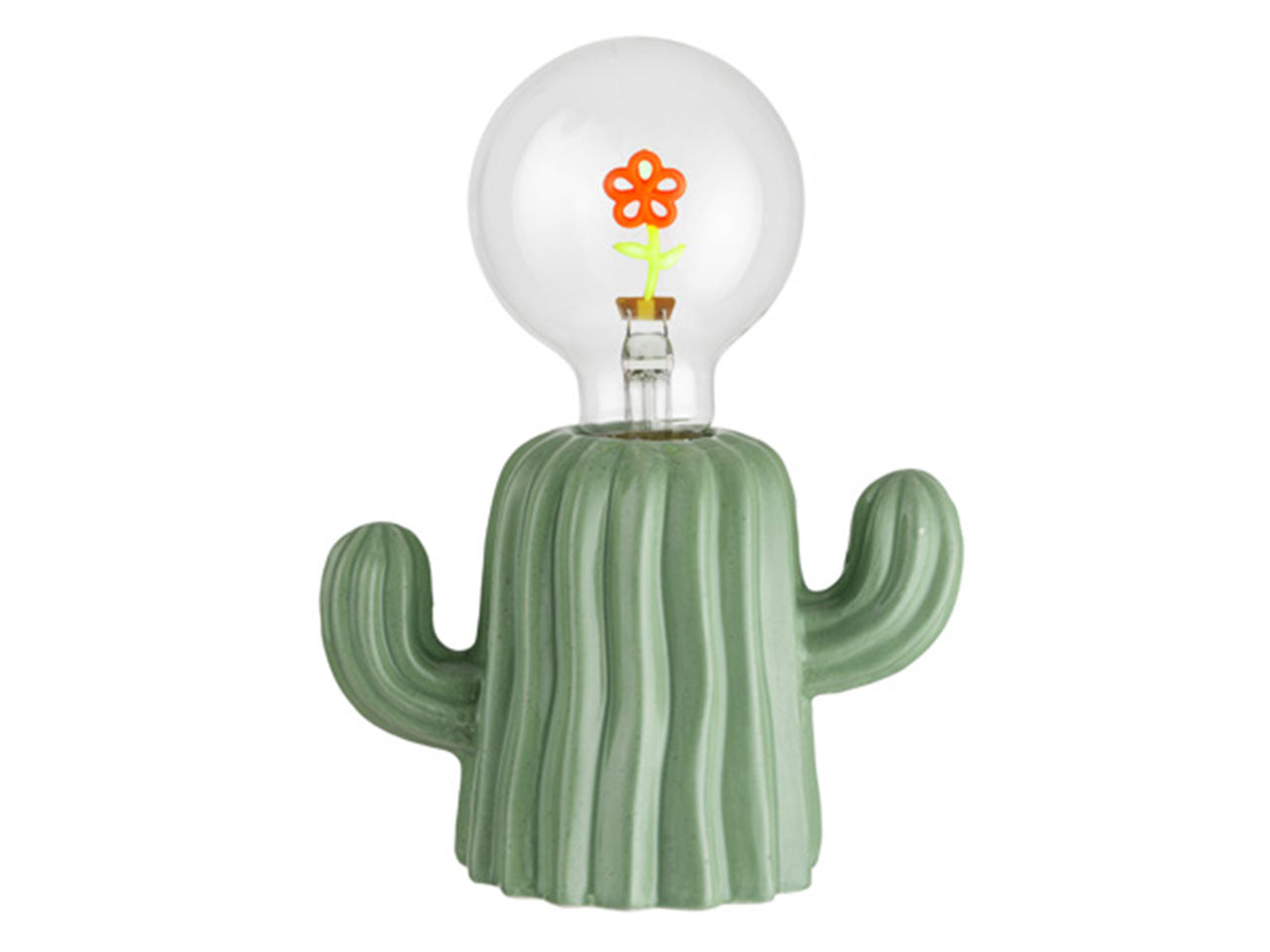 Lampada led a batteria a forma di cactus verde stile country 15x9x20 cm - Montemaggi