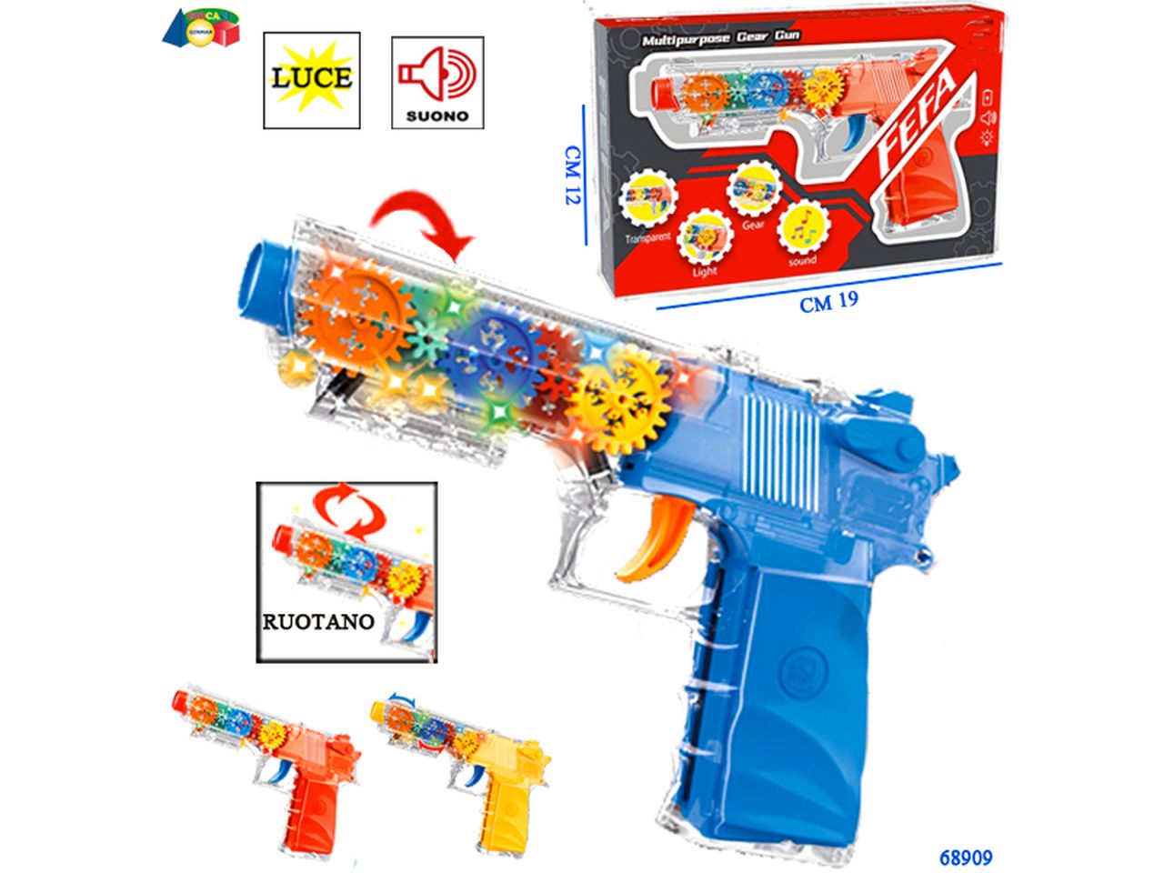 Pistola trasparente con luci e suoni modelli assortiti