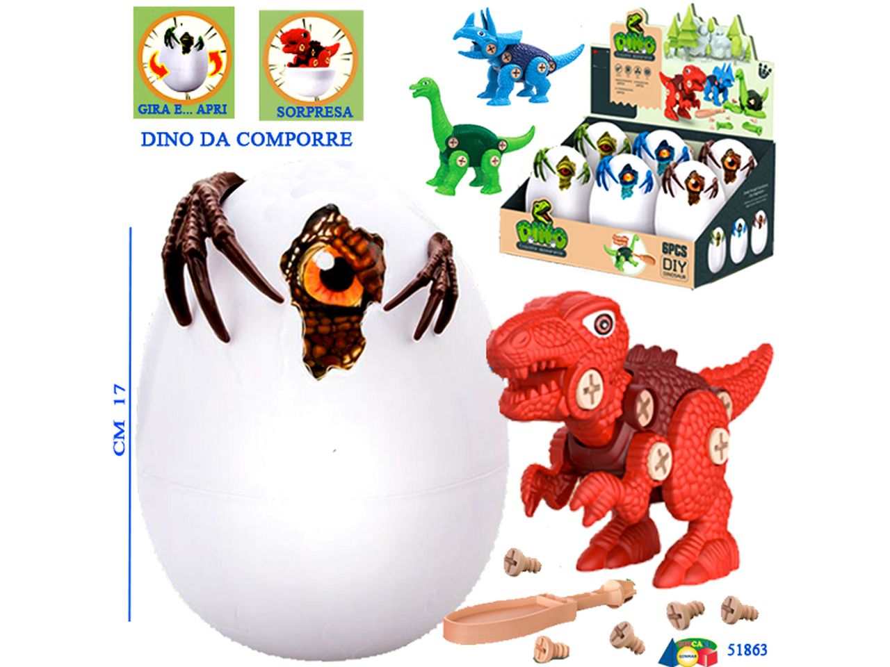 Uovo contenitore con dino smontabile modelli assortiti