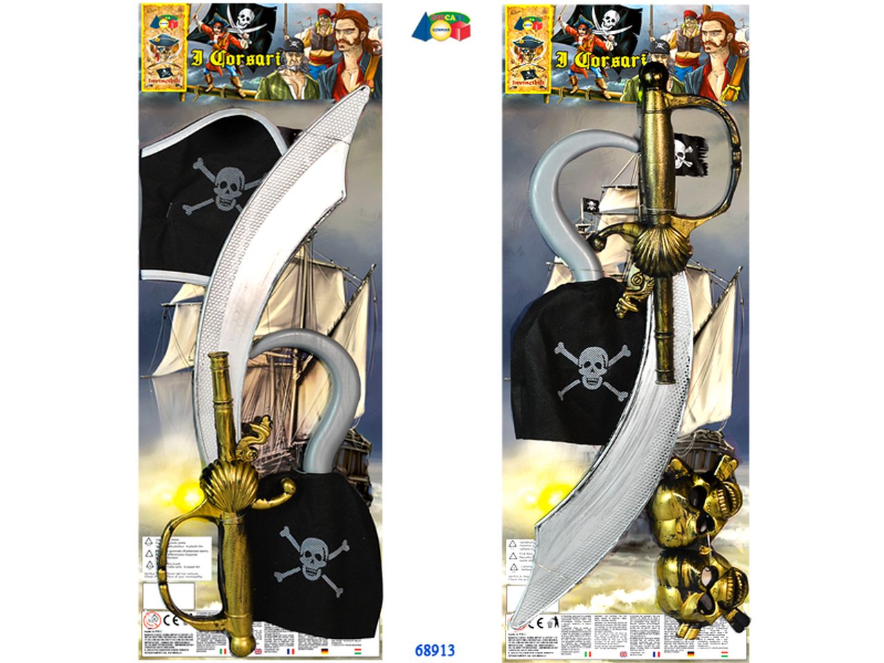 Set pirata i corsari con sciabola e uncino modelli assortiti