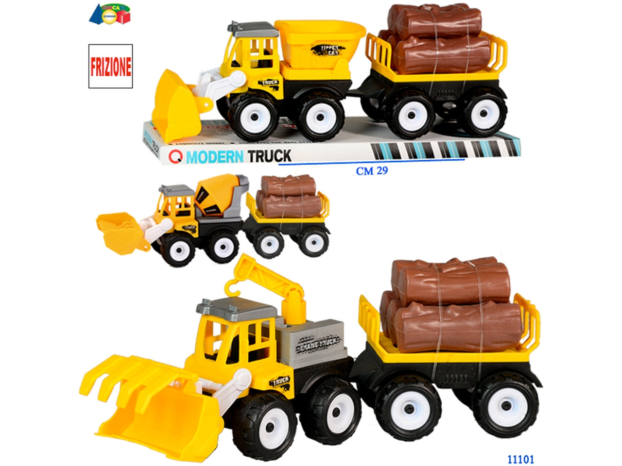 Camion a frizione con pala e rimorchio assortiti