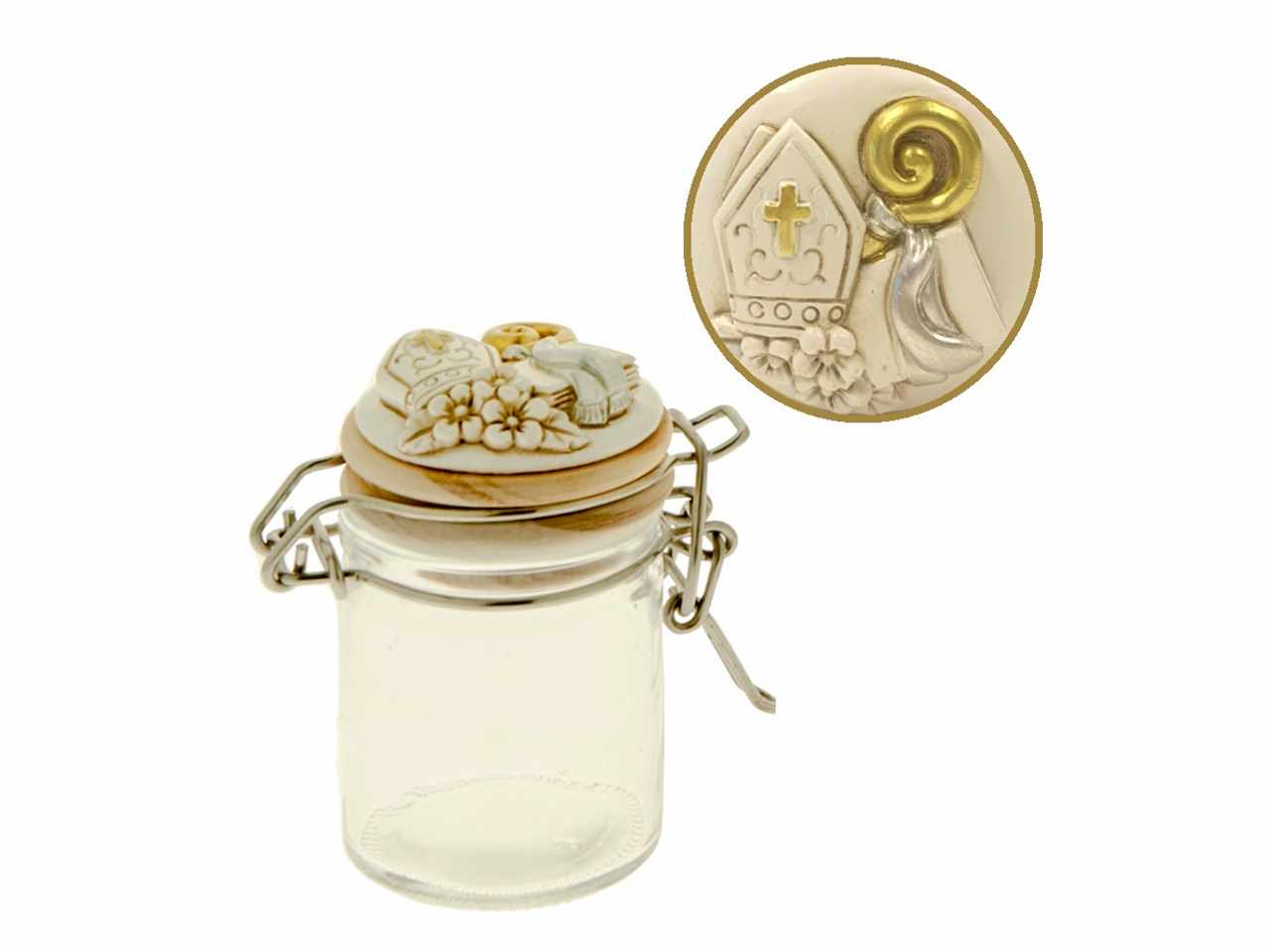 Barattolo decorativo dorata cresima h8cm