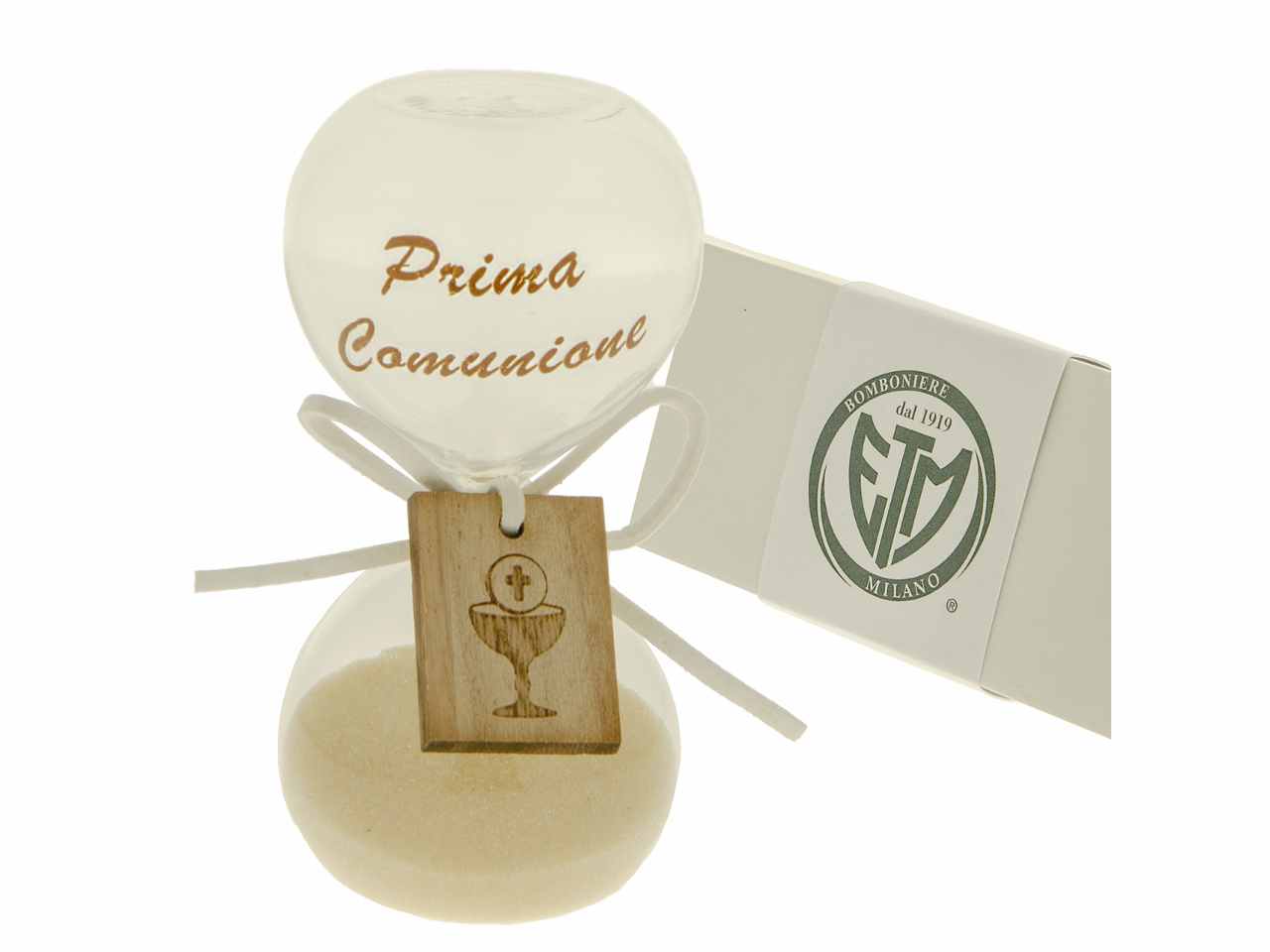 CLESSIDRA DECORATIVA PLAQUE PER COMUNIONE H10CM CON BOX