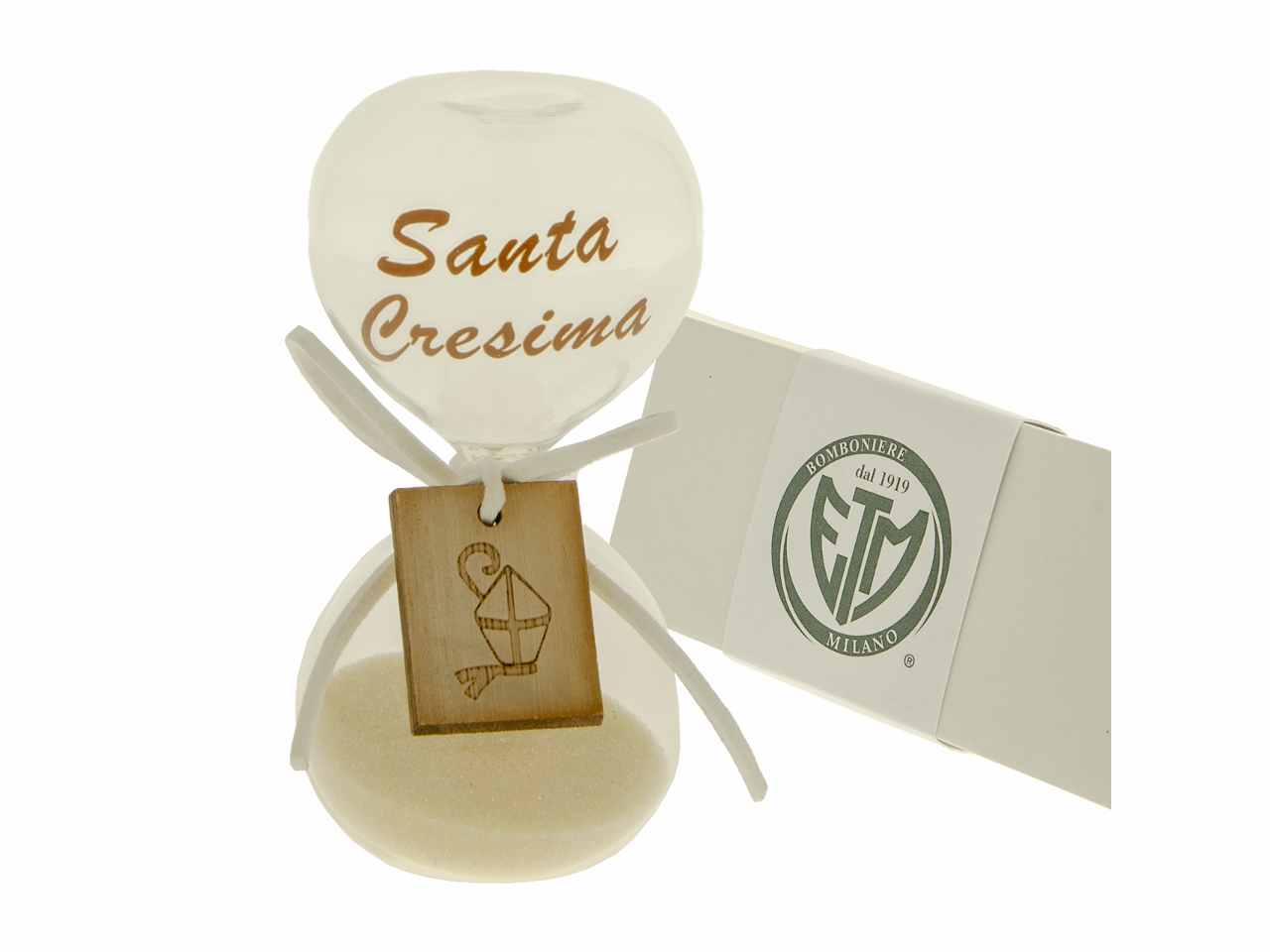CLESSIDRA DECORATIVAPLAQUE PER CRESIMA H10CM CON BOX
