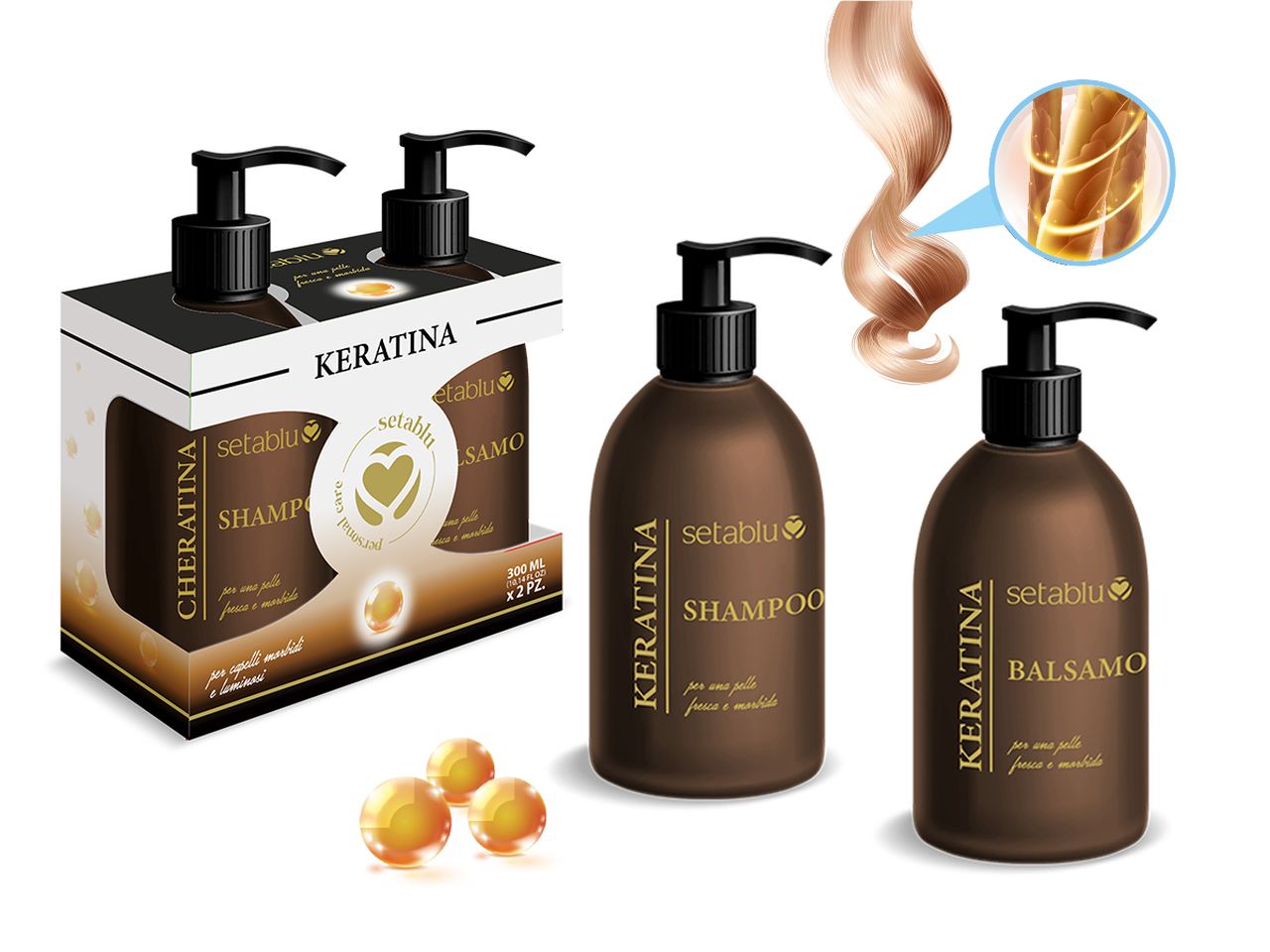 Shampoo con balsamo 300ml keratina