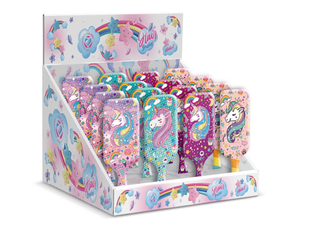 Spazzola capelli unicorno rettangolare