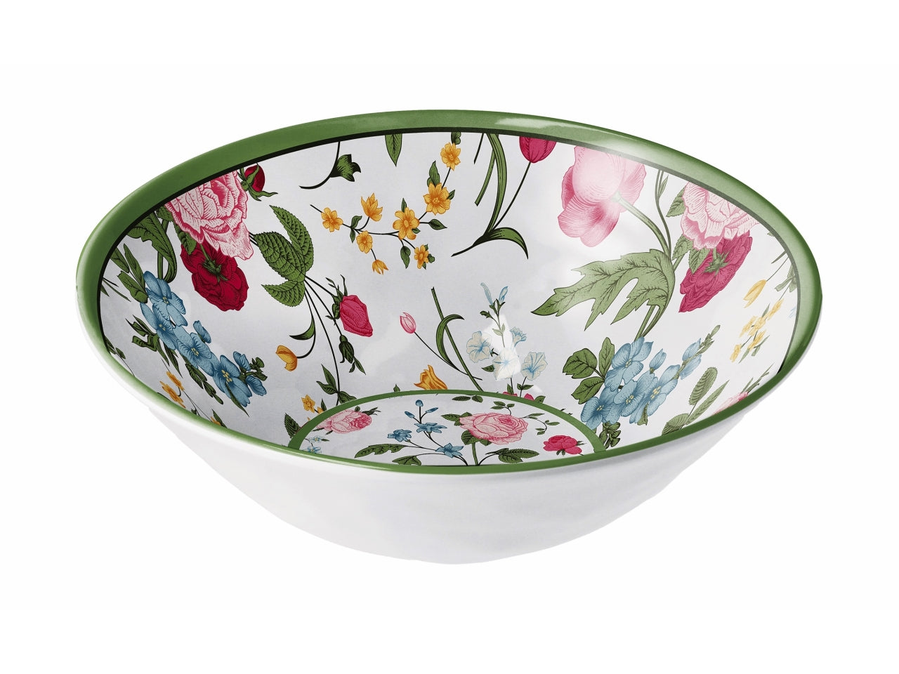 Ciotola da cucina in melamina bianca e verde, fantasia floreale, stile country, linea AD trend - 21,5xh.8cm - Star