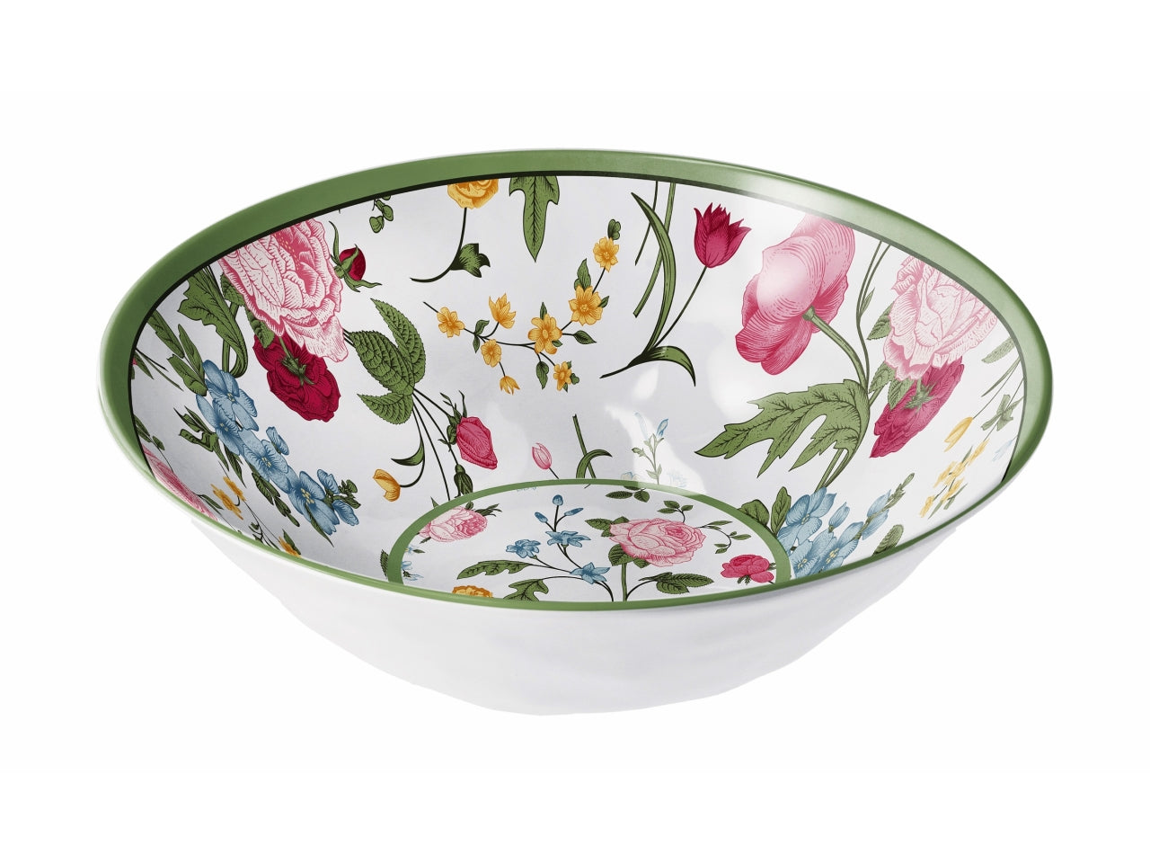 Ciotola da cucina in melamina bianca e verde, fantasia floreale, stile country, linea AD trend - 28xh.9cm - Star