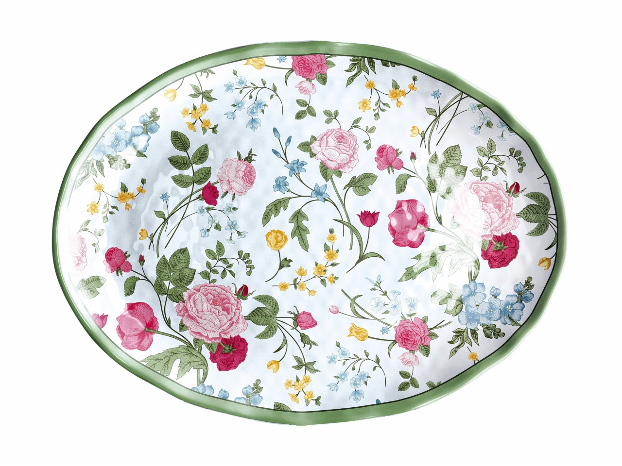 Vassoio ovale in melamina, fantasia floreale, stile country, linea AD trend - 40x30xh2,5cm - Star