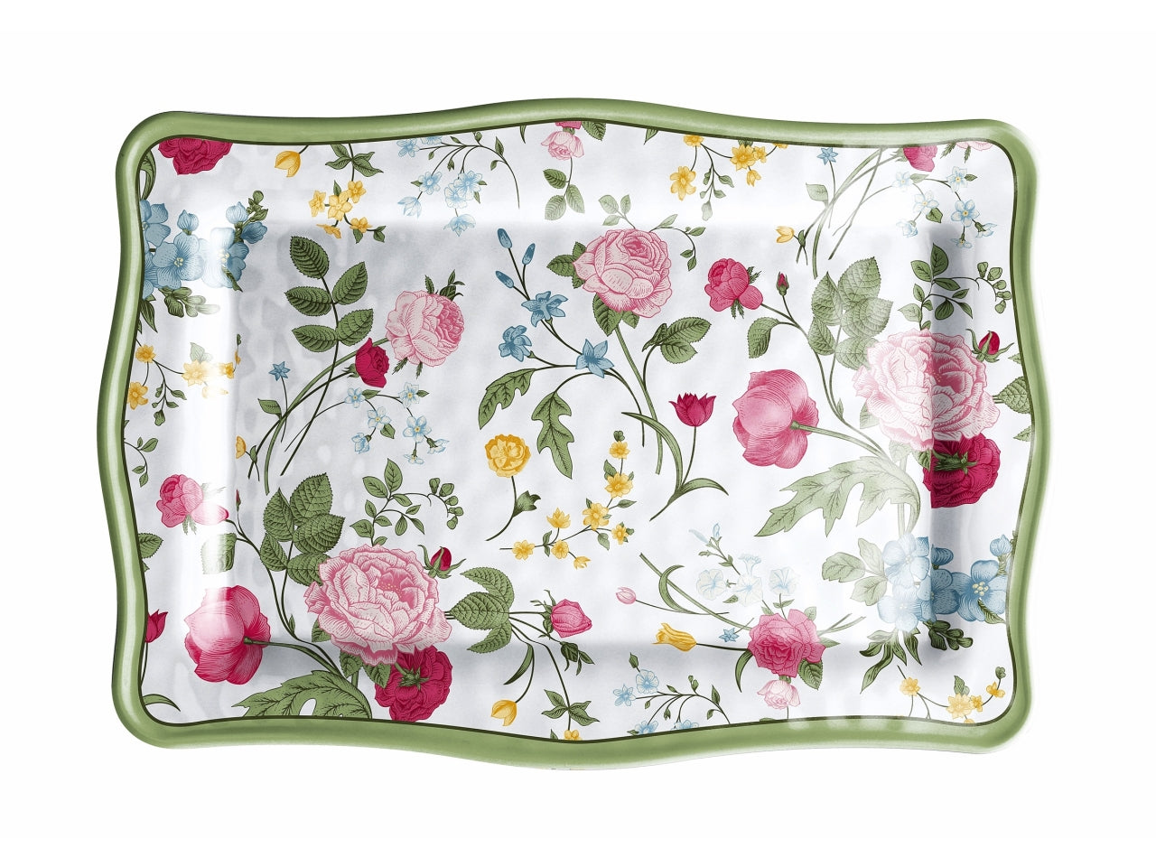 Vassoio rettangolare in melamina fantasia floreale, stile country, linea AD trend - 30x21xh1,5cm - Star