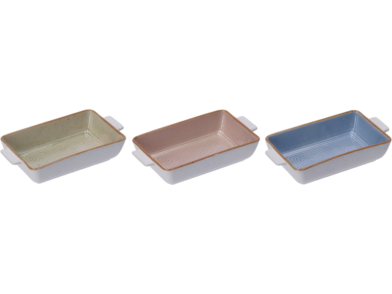 Teglia in ceramica rettangolare con lavorazione a rilievo - 3 colori disponibili - 18,5x10xh.4cm - Star