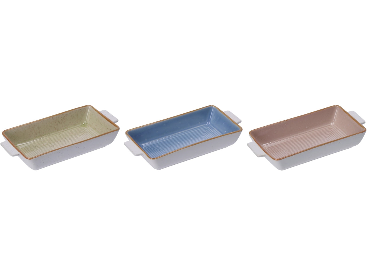 Teglia in ceramica rettangolare con lavorazione a rilievo - 3 colori disponibili - 23,5x11xh.4cm - Star