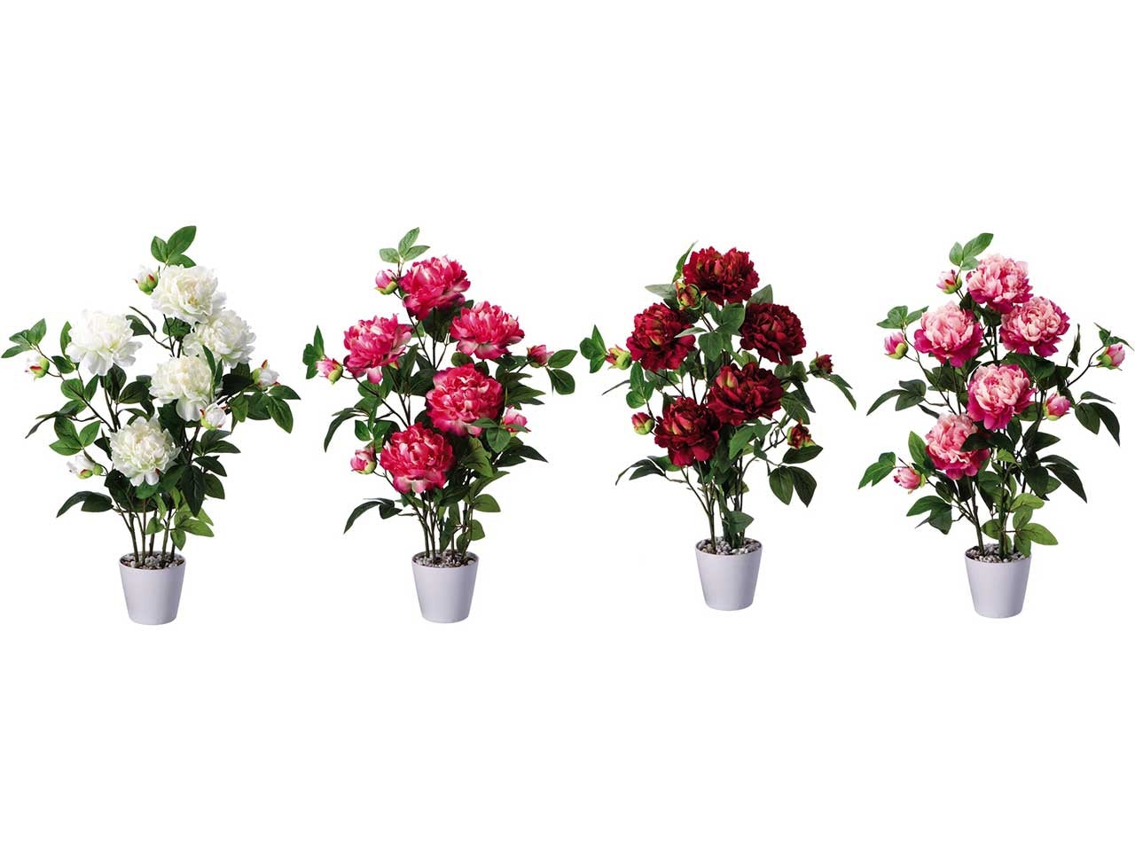 Pianta peonia artificale in vaso di melamina - realistica e flessibile con fogliame opaco, disponibile in 4 colori assortiti - star d.15xh.80cm