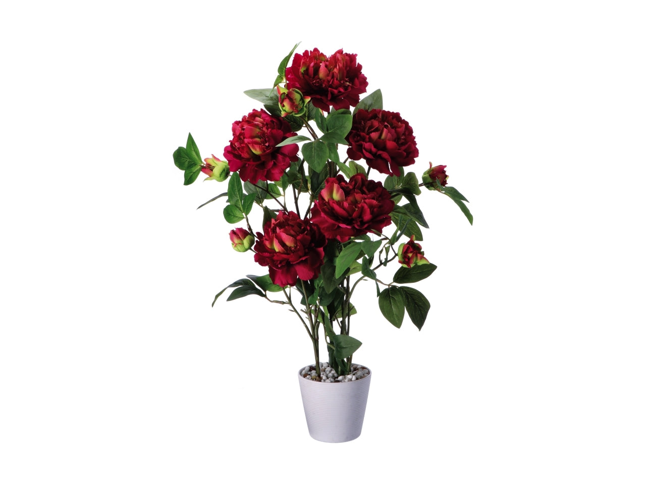 Pianta peonia artificale in vaso di melamina - realistica e flessibile con fogliame opaco, disponibile in 4 colori assortiti - star d.15xh.80cm