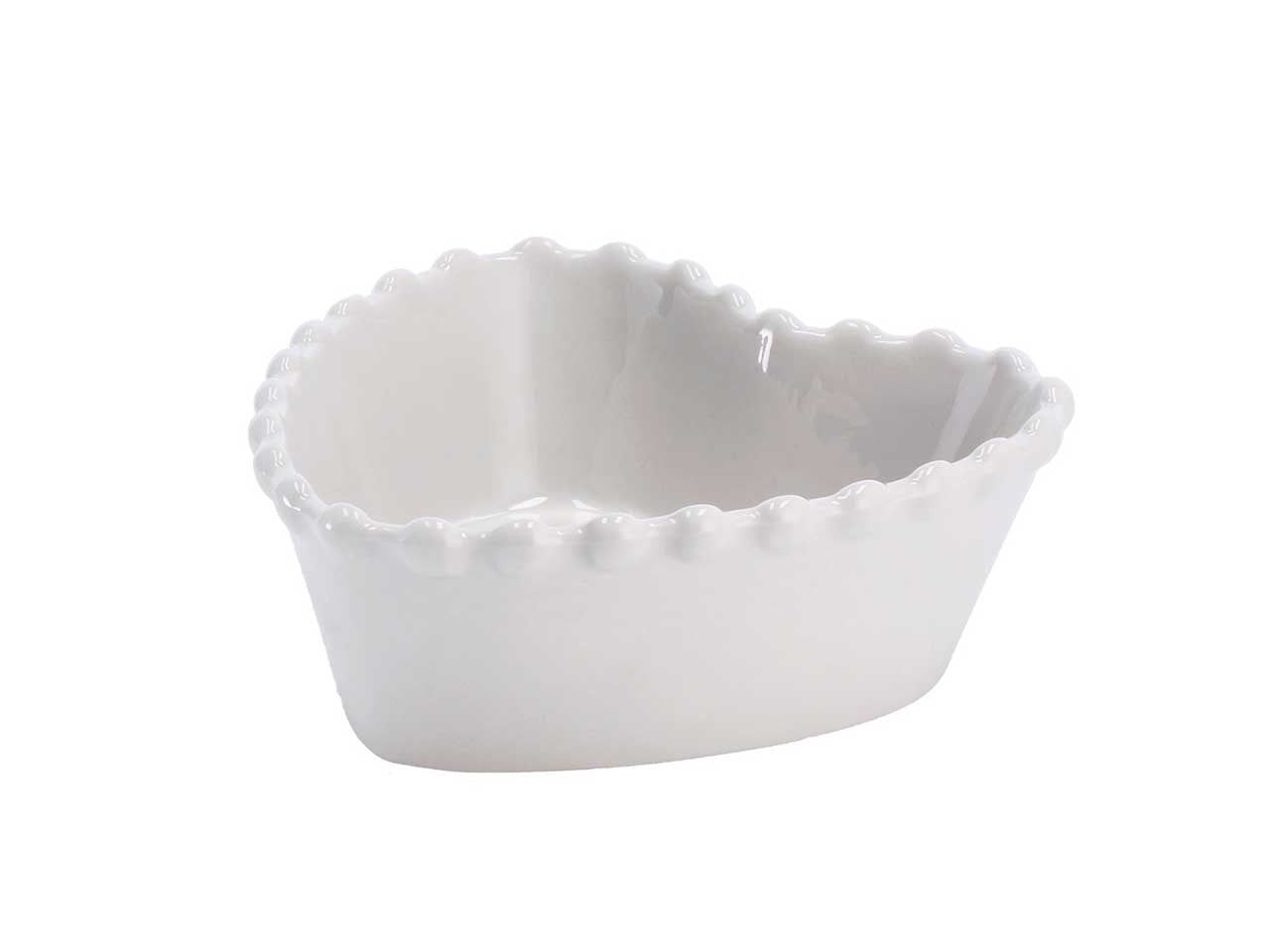 Ciotola bomboniera a cuore in ceramica bianco bordo zigrinato 13x12,5x4,5 cm - Star