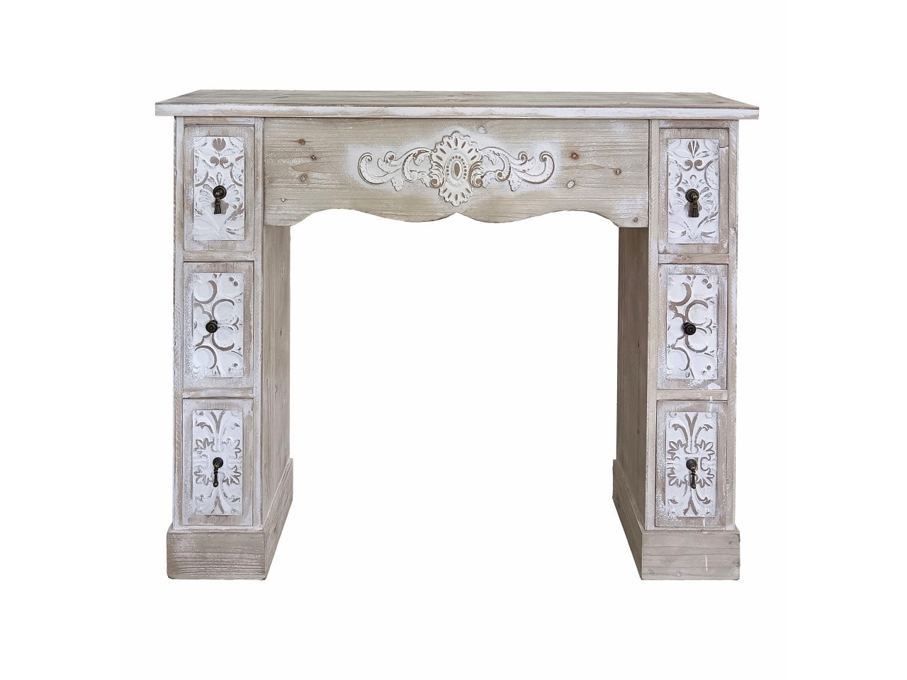 Consolle cornice caminetto con 6 cassetti 120x23xh.95cm