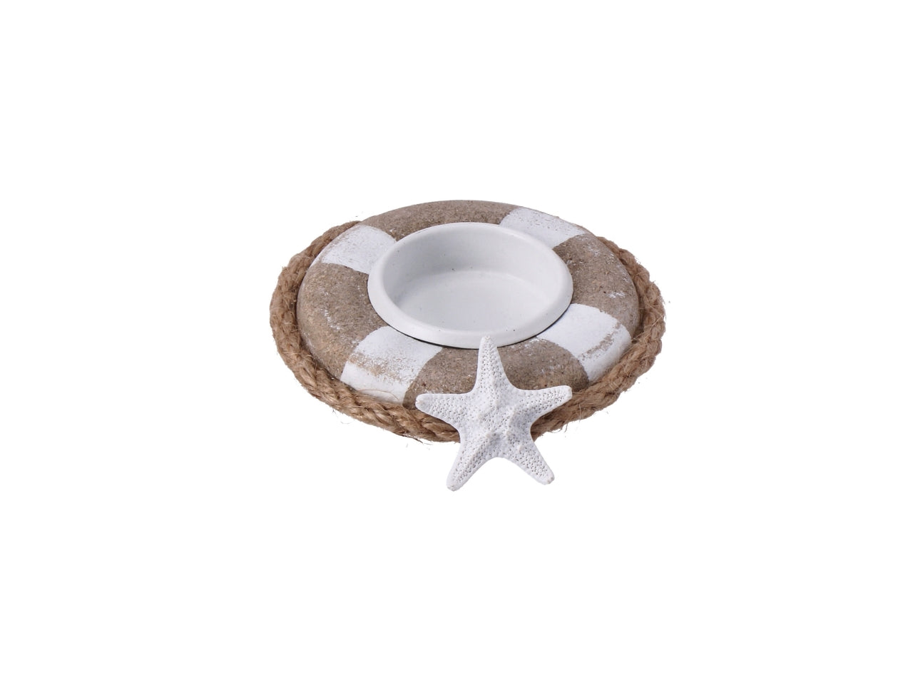 Porta tealight in resina a forma di salvagente d.10xh.3cm
