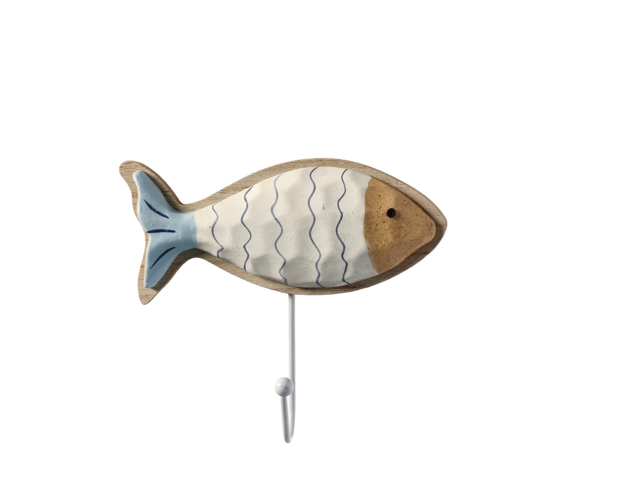 Appendino in legno a forma di pesce stile marinaro in colori assortiti, 16x5xh.15cm - AD Trend