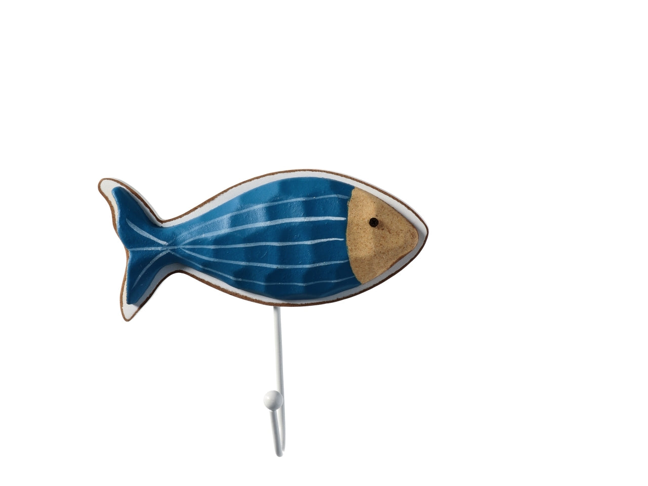 Appendino in legno a forma di pesce stile marinaro in colori assortiti, 16x5xh.15cm - AD Trend