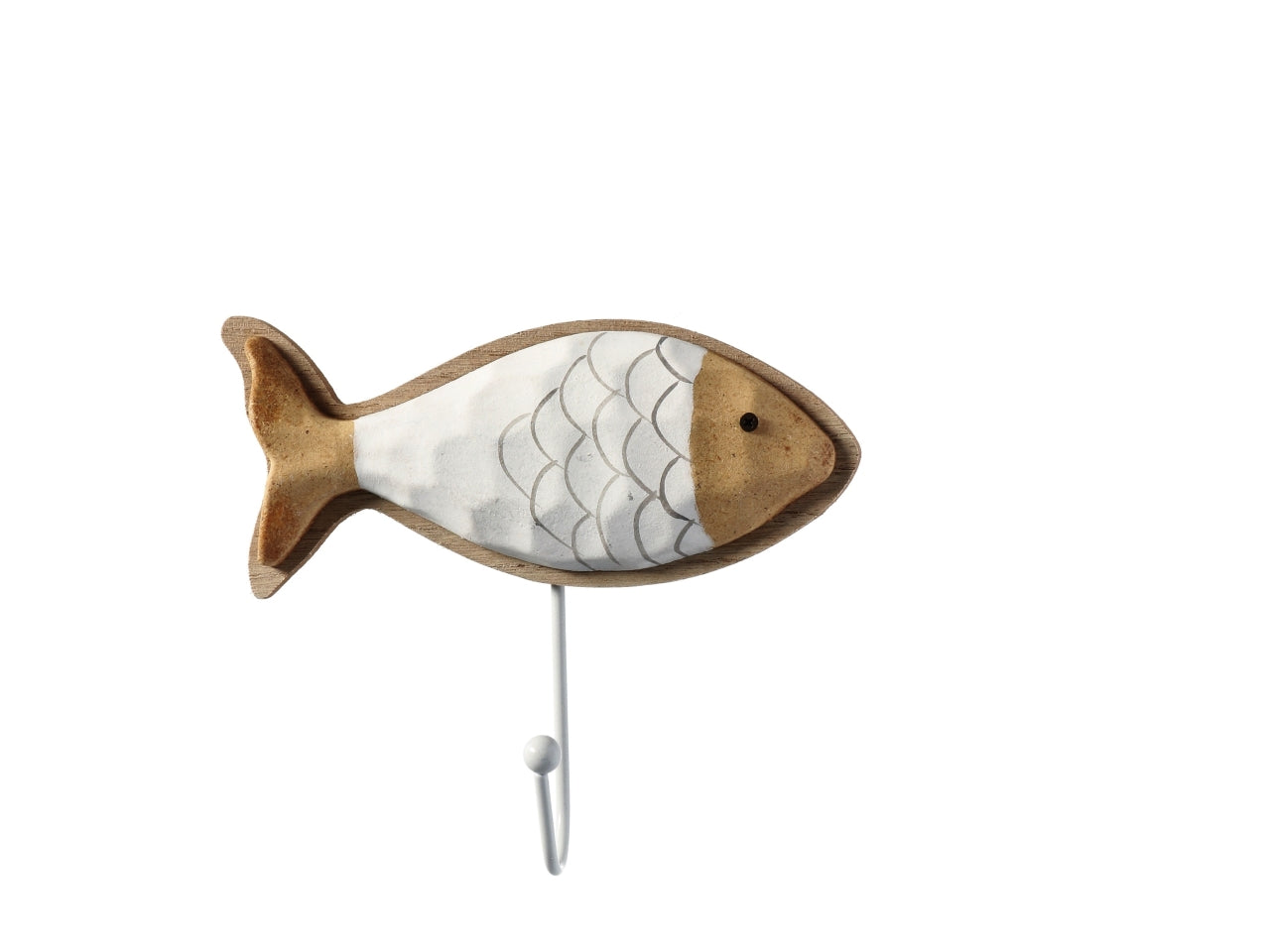 Appendino in legno a forma di pesce stile marinaro in colori assortiti, 16x5xh.15cm - AD Trend
