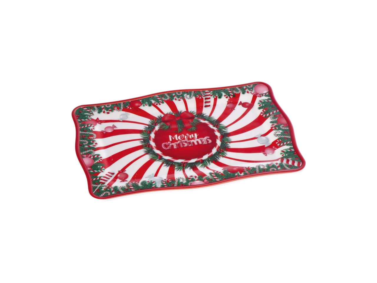 Vassoio rettangolare natalizio misura 30x21xh2cm-disponibile in due fantasie