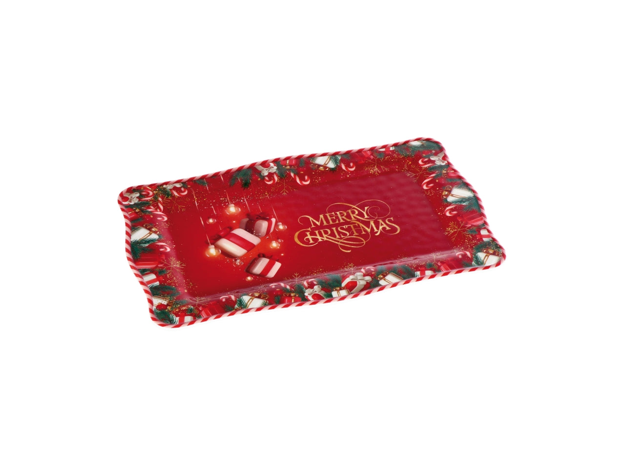 Vassoio rettangolare natalizio misura 36x23xh2cm- disponibile in due fantasie