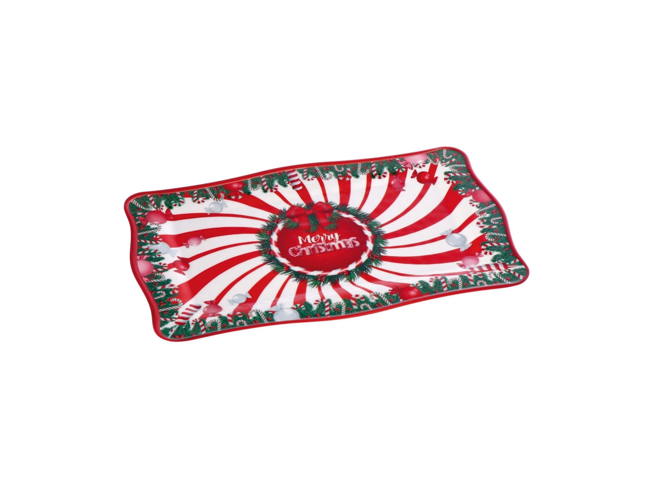 Vassoio rettangolare natalizio misura 36x23xh2cm- disponibile in due fantasie