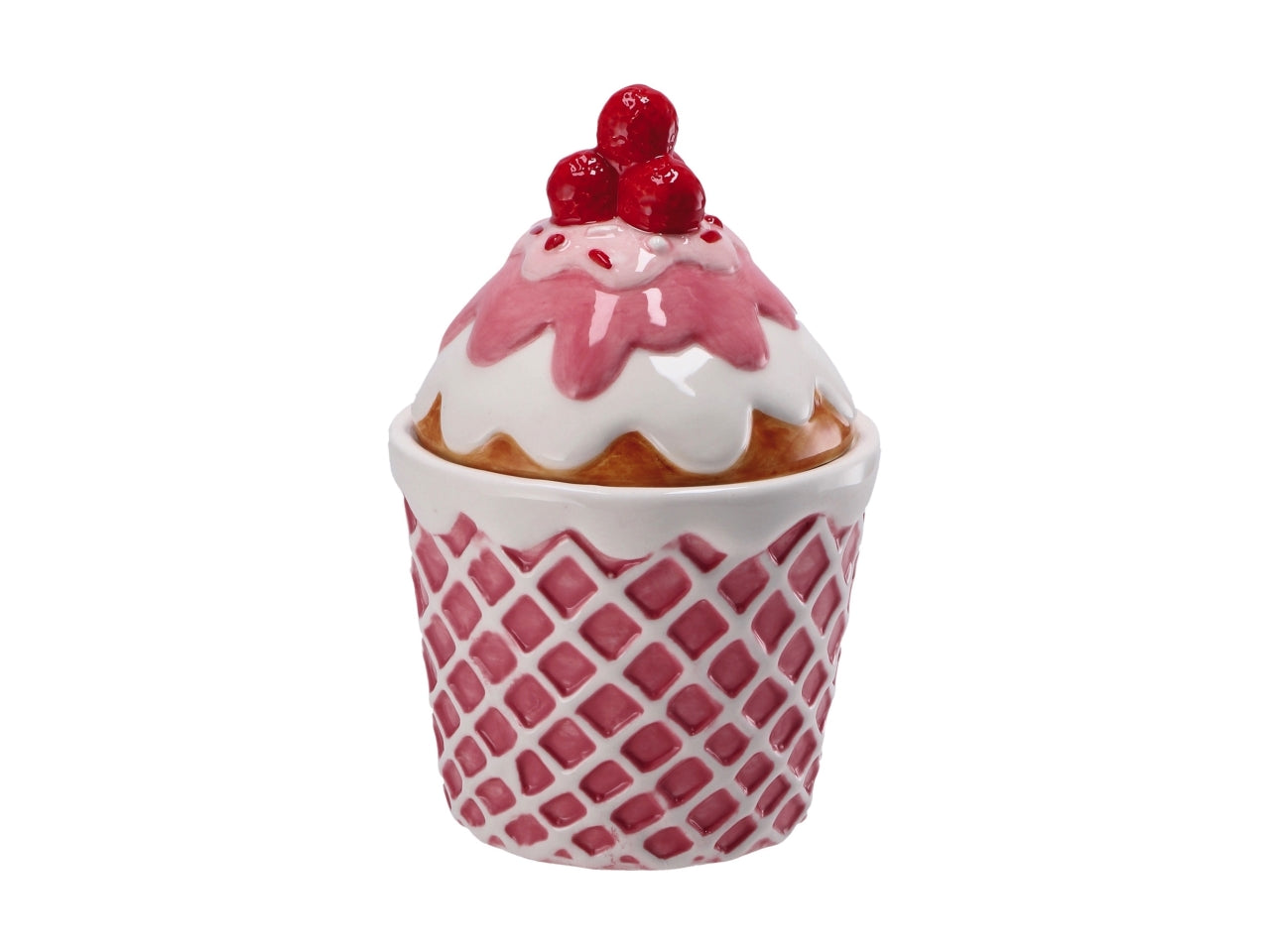 Scatola natalizia in ceramica a forma di cupcake  d.11xh16cm - disponibile in due colori