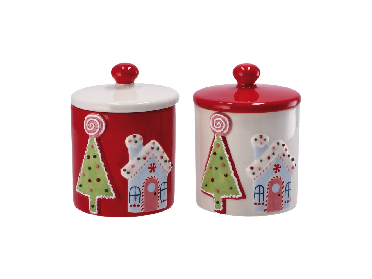 Barattolo decorativo natalizio multicolor in ceramica 10x13 cm - AD Trend