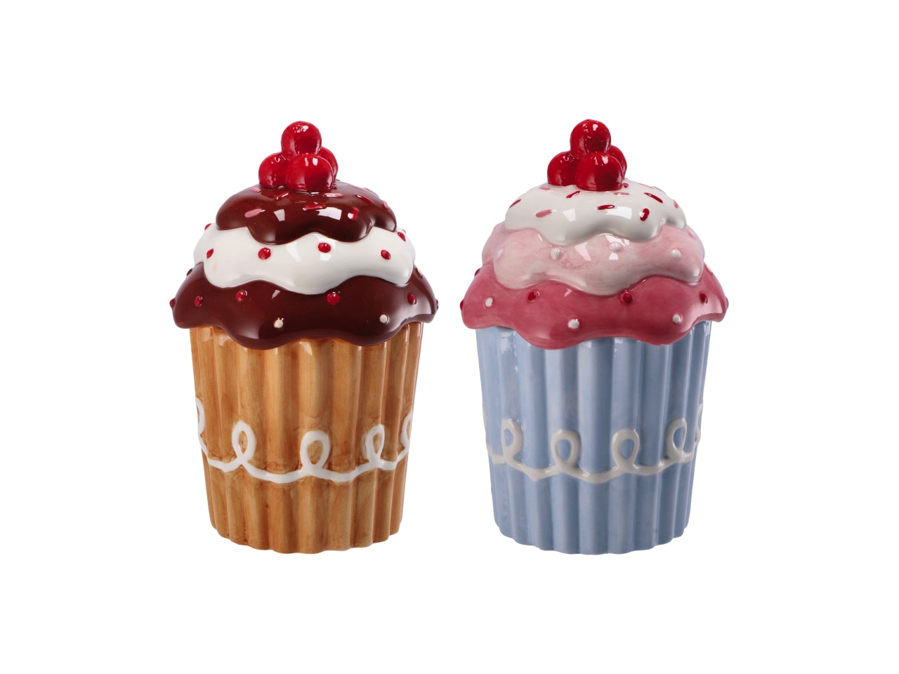 Barattolo decorativo natalizio multicolor in ceramica a forma di cupcake 14x22 cm - AD Trend