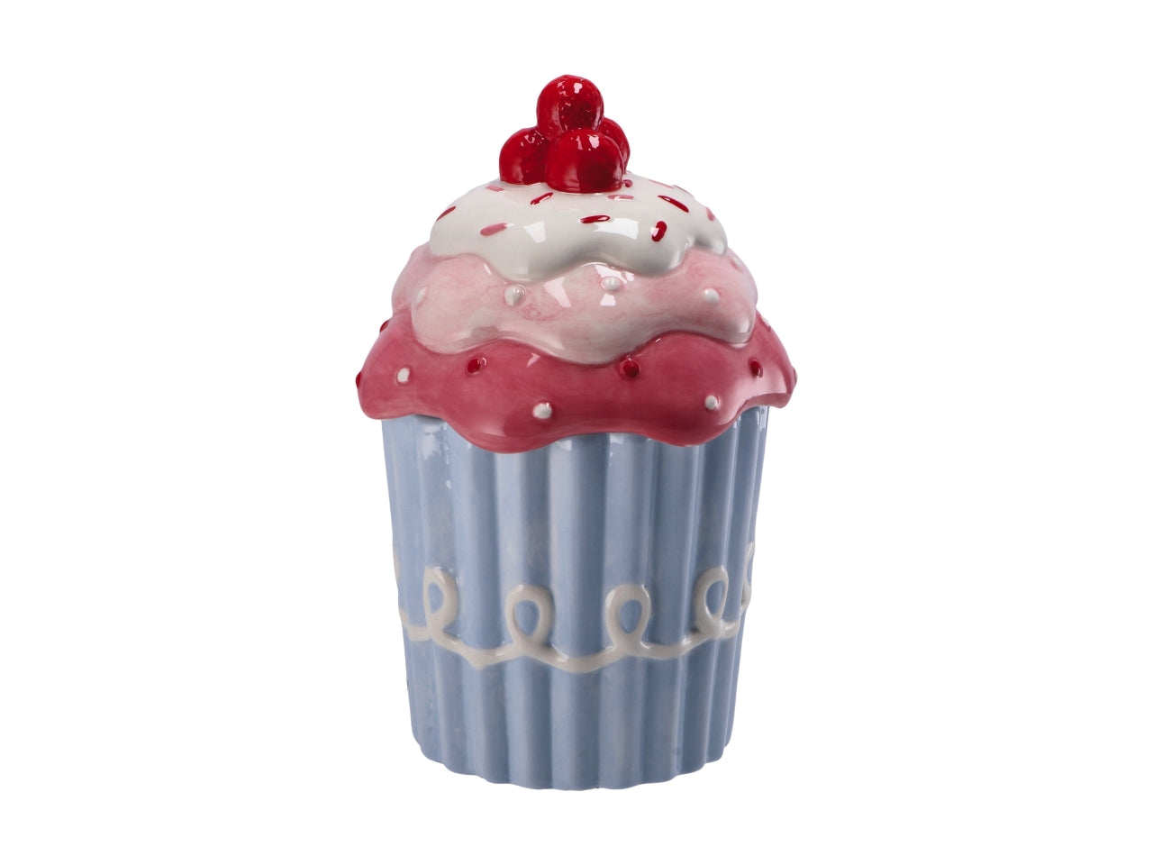 Barattolo decorativo natalizio multicolor in ceramica a forma di cupcake 14x22 cm - AD Trend
