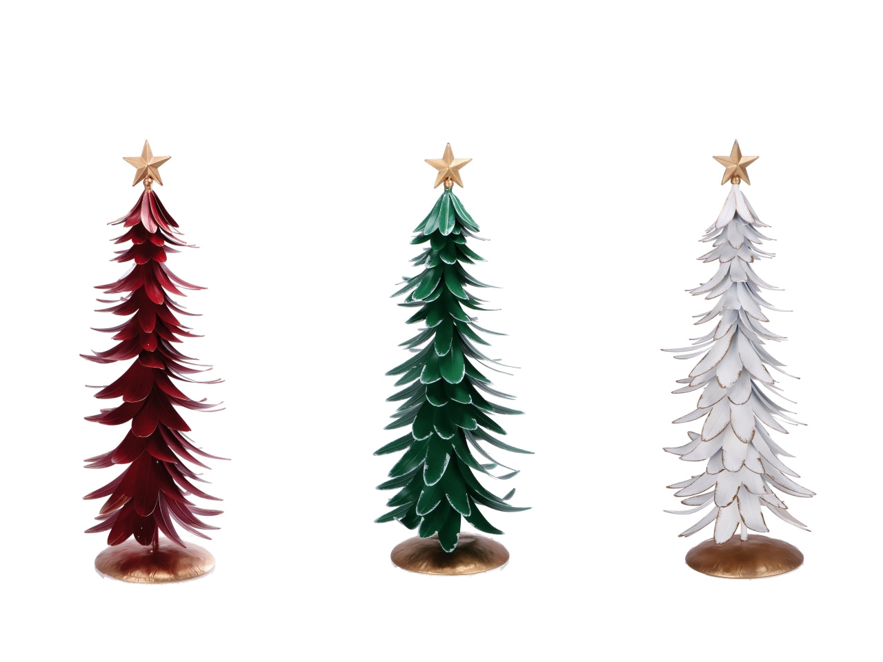 Albero di natale in ferro opaco rosso, verde e bianco 66x19 cm - Ad Trend