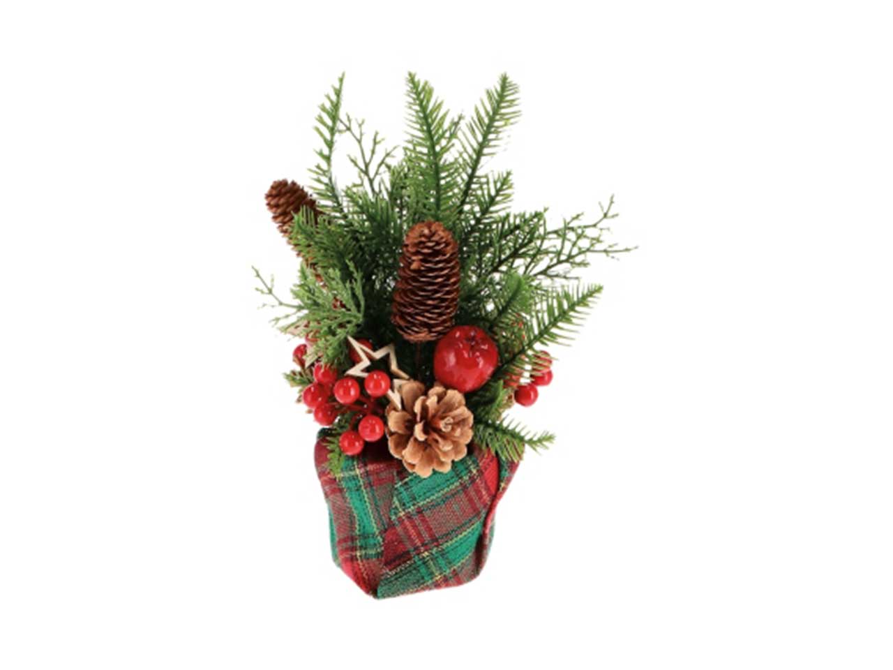 Decorazione pianta natalizia in plastica e polistirolo cm17x18xh30