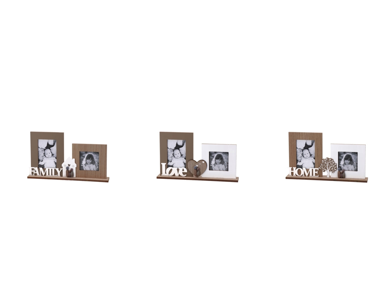 Portafoto "family" in mdf multicolor scandinavo 38x6x22 cm - Star