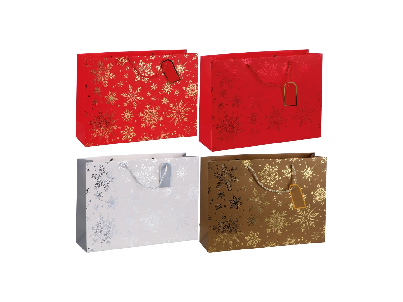 Busta regalo natalizia fiocco di neve in carta 3 colori assortiti 23x10xh18 cm - AD Trend
