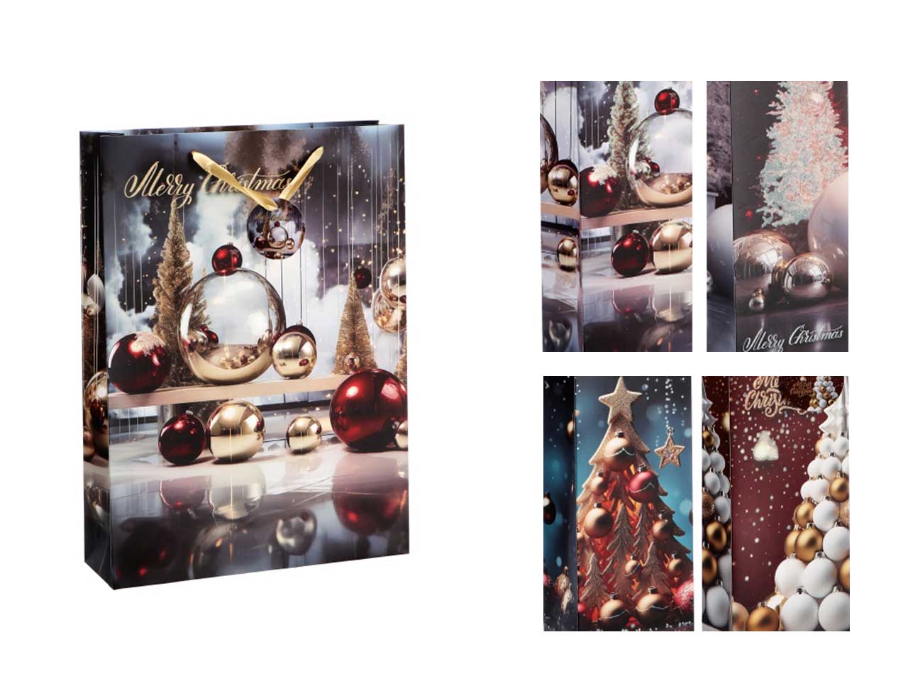 Busta regalo natalizia in carta 4 colori assortiti 12x7x15 cm - AD Trend