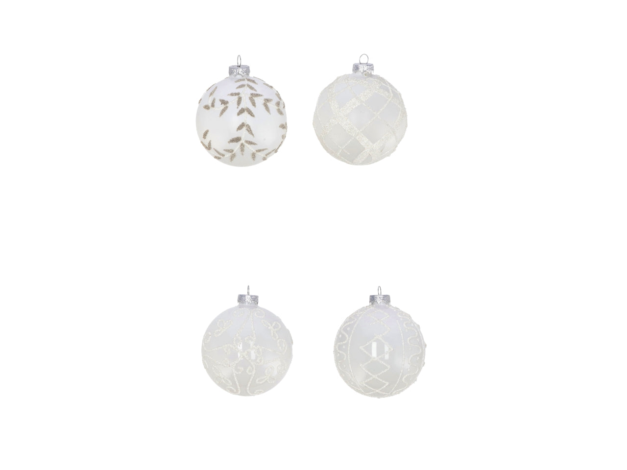 Palle natalizie in vetro bianco d.8cm - disponibile in 4 varianti