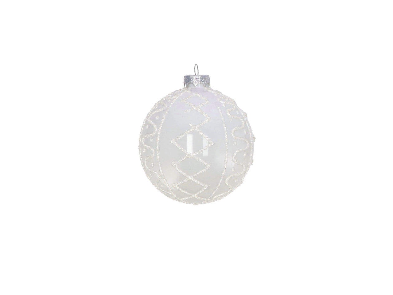 Palle natalizie in vetro bianco d.8cm - disponibile in 4 varianti