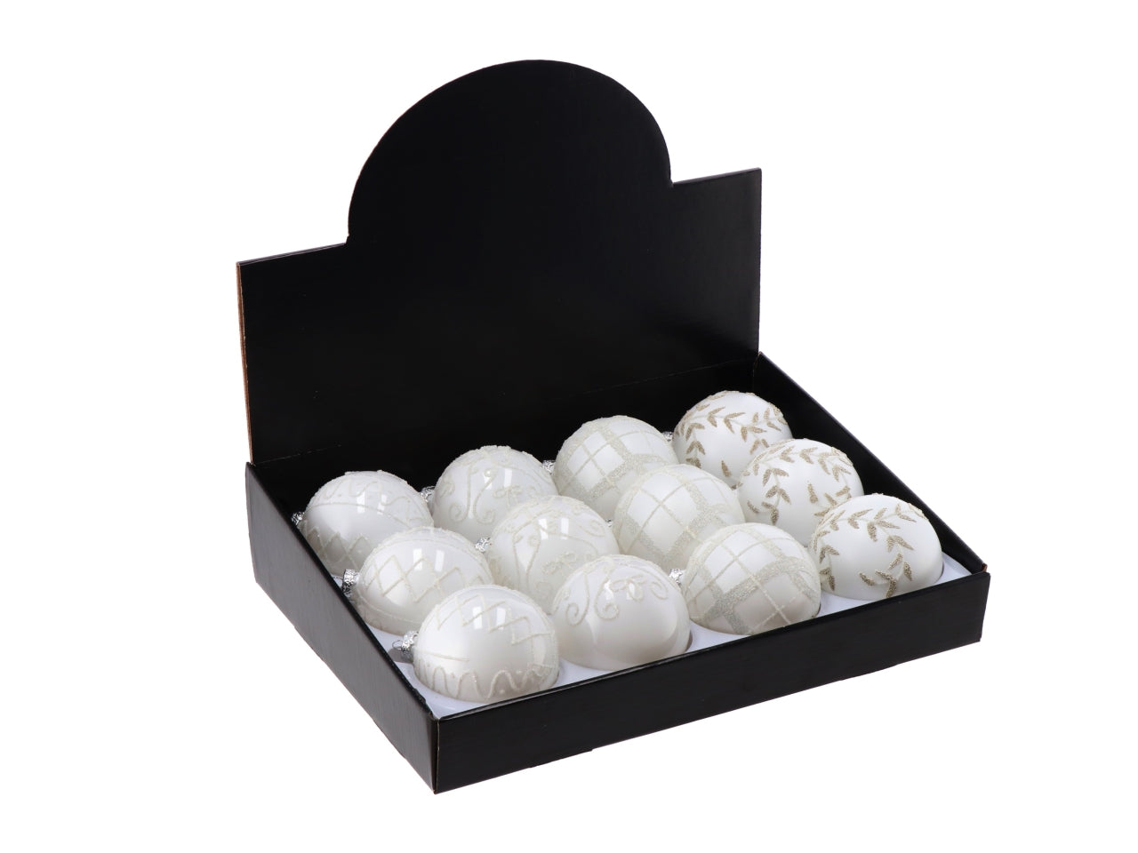 Palle natalizie in vetro bianco d.8cm - disponibile in 4 varianti