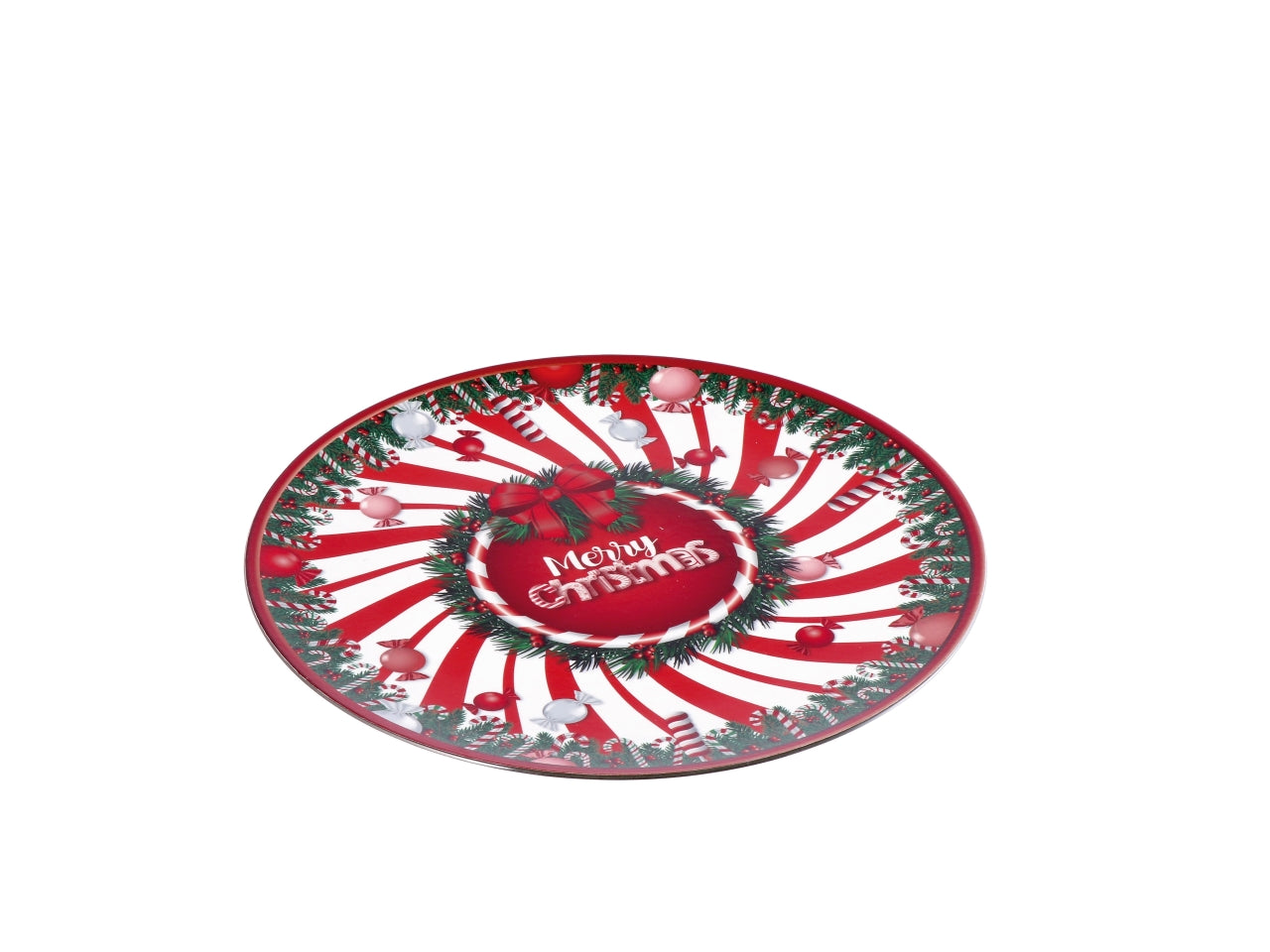 Sottopiatto tondo natalizo in plastica d.33cm - disponibile in vari assortimenti