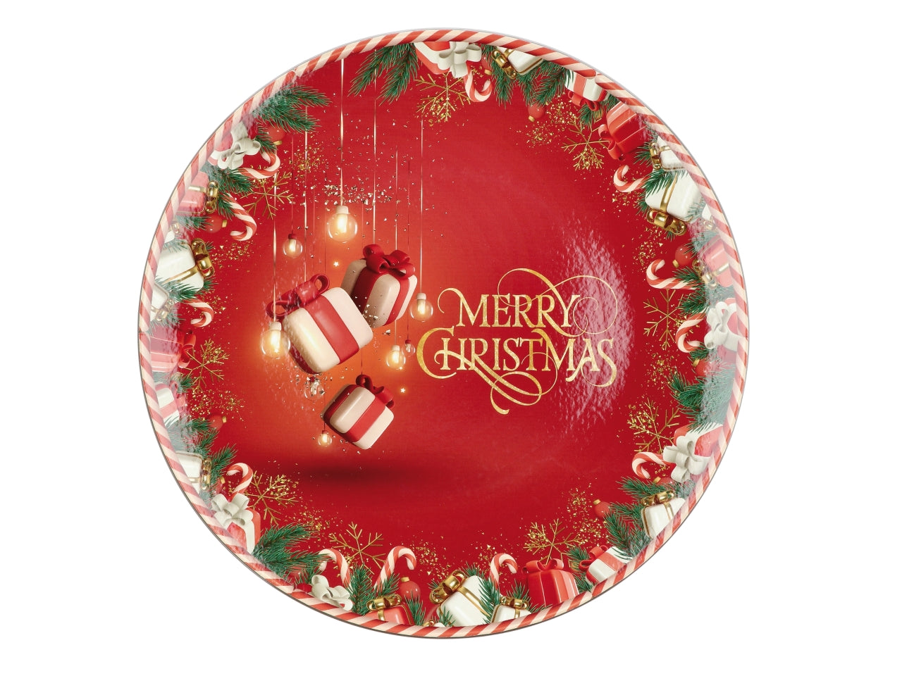 Sottopiatto tondo natalizo in plastica d.33cm - disponibile in vari assortimenti