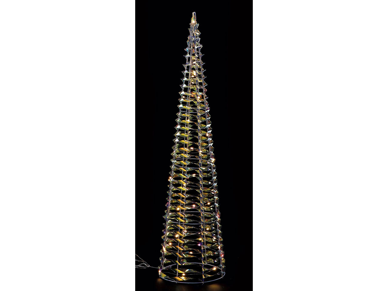 Albero di natale stilizzato 40 led luce bianco caldo in plastica olografica con filo trasparente 20x80 cm - AD Trend