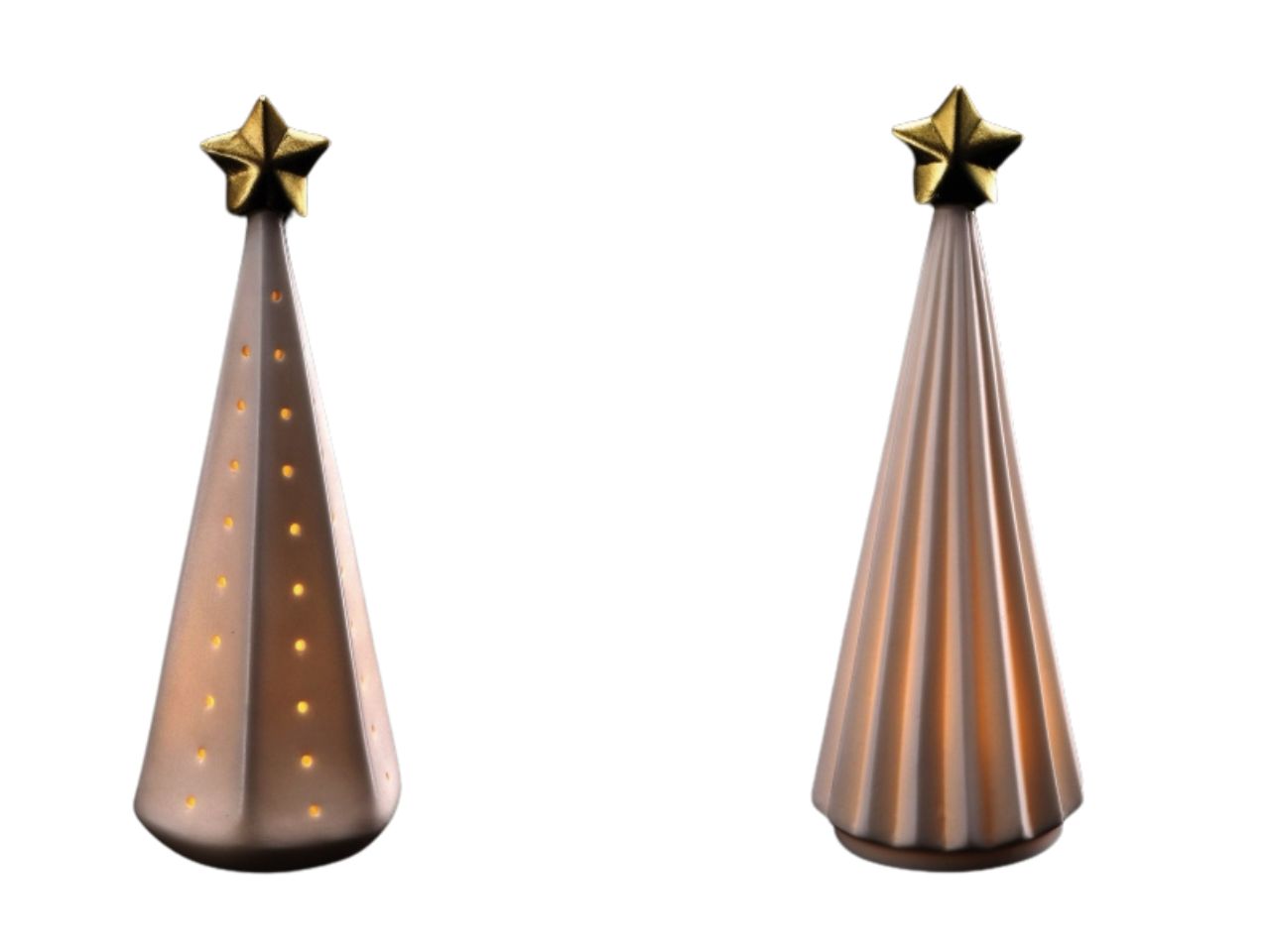 Albero natalizio in ceramica con led d.7xh19cm - disponibile in due assortimenti