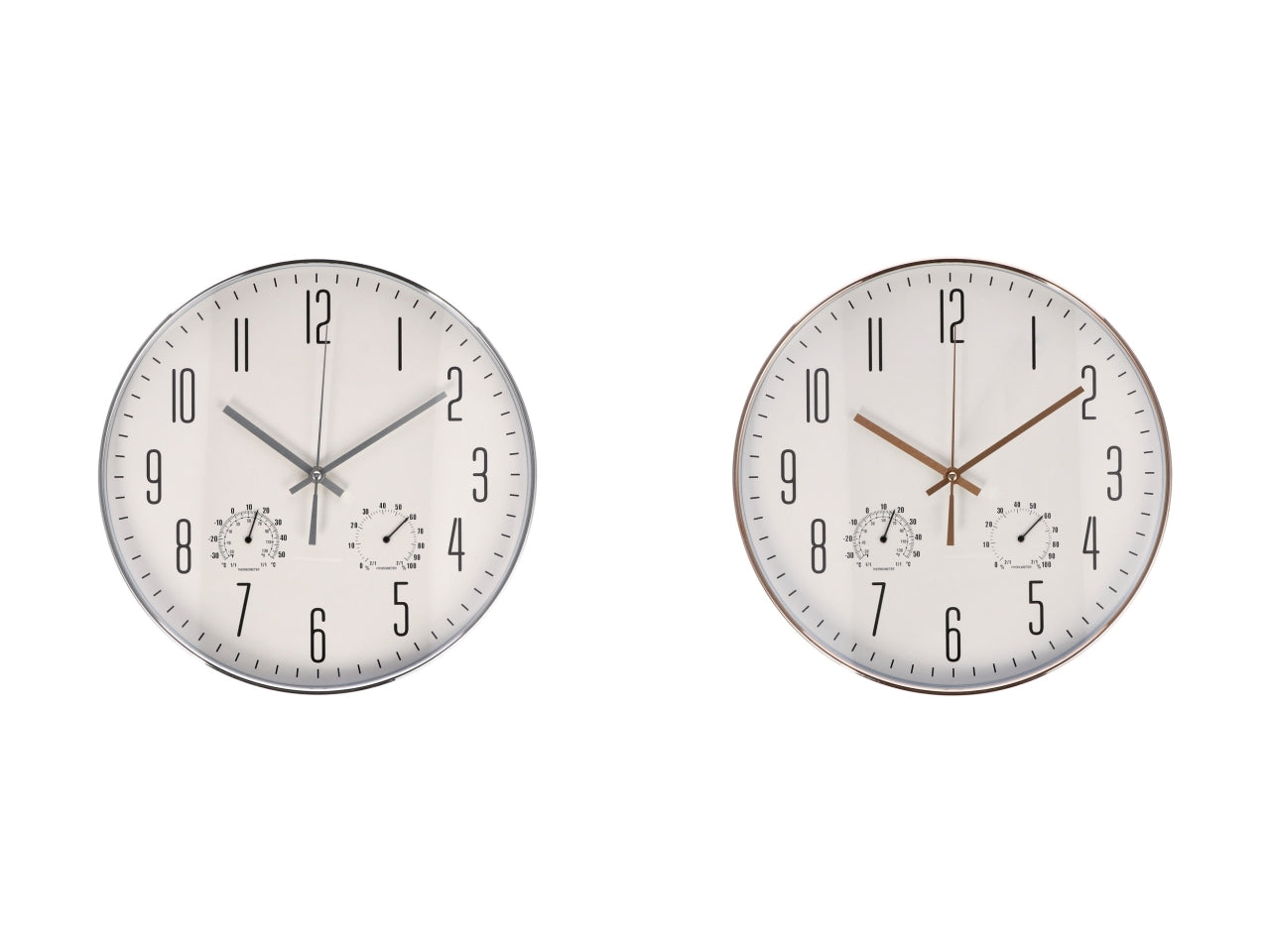 Orologio con termometro + igrometro d.35cm in 2 colori assortiti