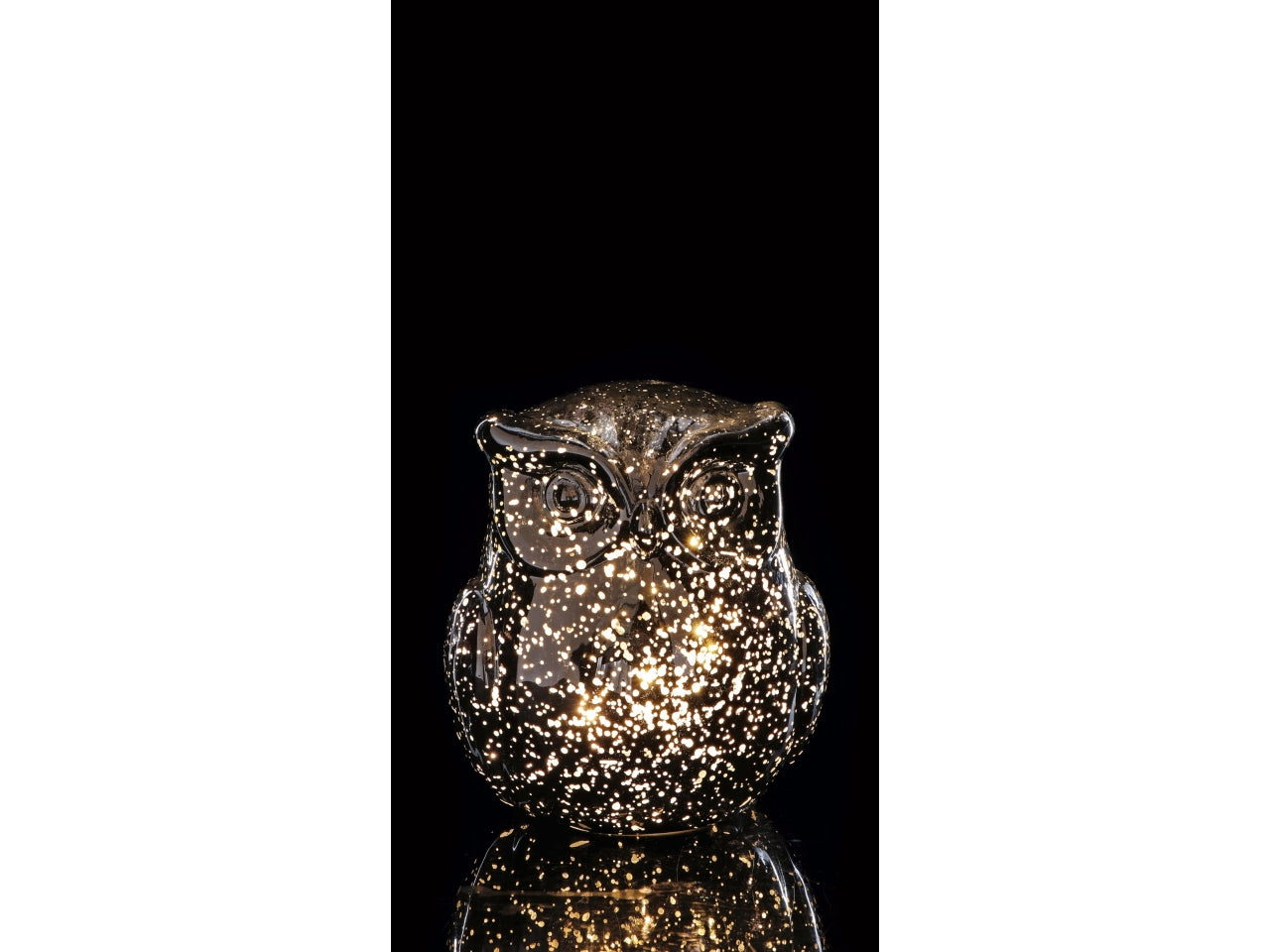 Lampada gufo natalizio in vetro con 15 led d.16xh18cm -disponibile in tre assortimenti