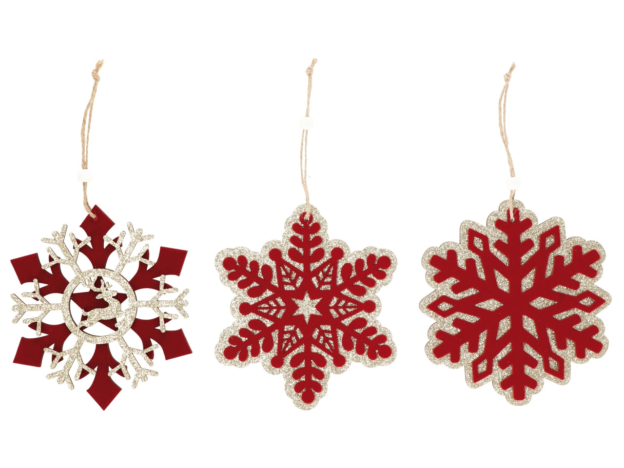 Pendente fiocco di neve natalizio in mdf - disponibile in tre assortimenti