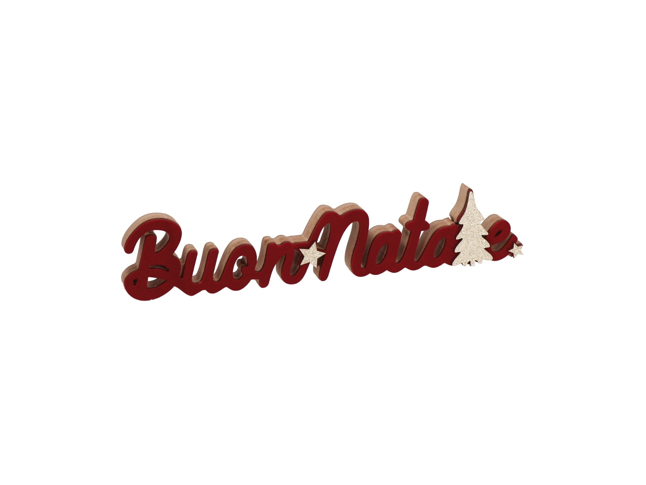 Decorazione natalizia scritta "buone feste" in mdf cm39,5x2xh8