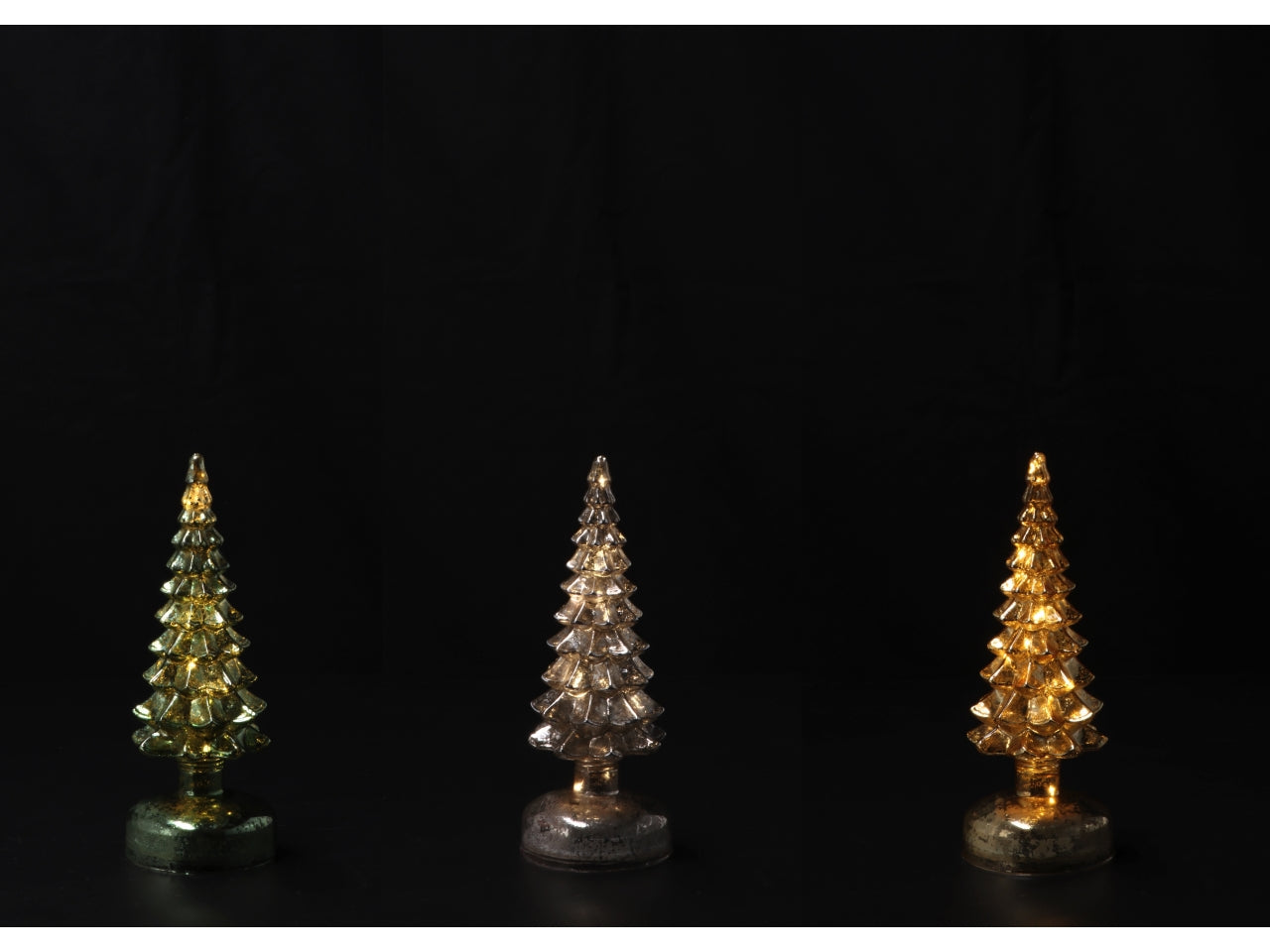 Alberello in vetro con 10 led d.9xh23cm -disponibile in tre colori