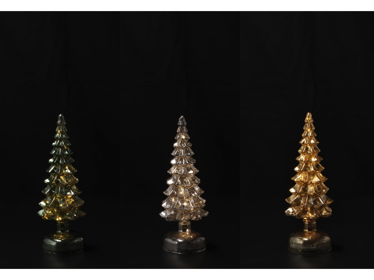 Alberello in vetro con 12 led d.10xh26cm -disponibile in tre colori