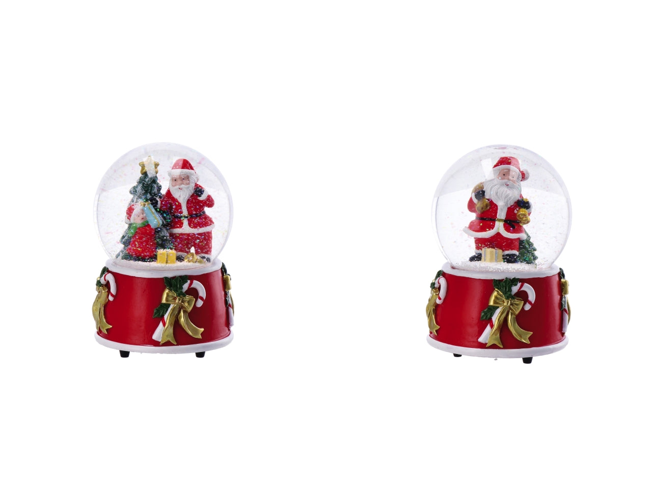 Sfera di neve natalizia in vetro e resina d.10,5x15cm- disponibile in due assortimenti